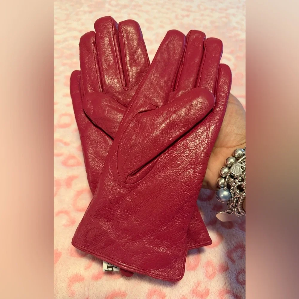 Vintage Cloves Hot Pink Leather for Women 100% Real Leather  Size: M